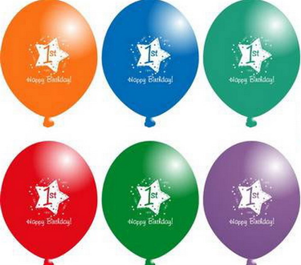1 Yaş Renkli Balon, 20´li Paket