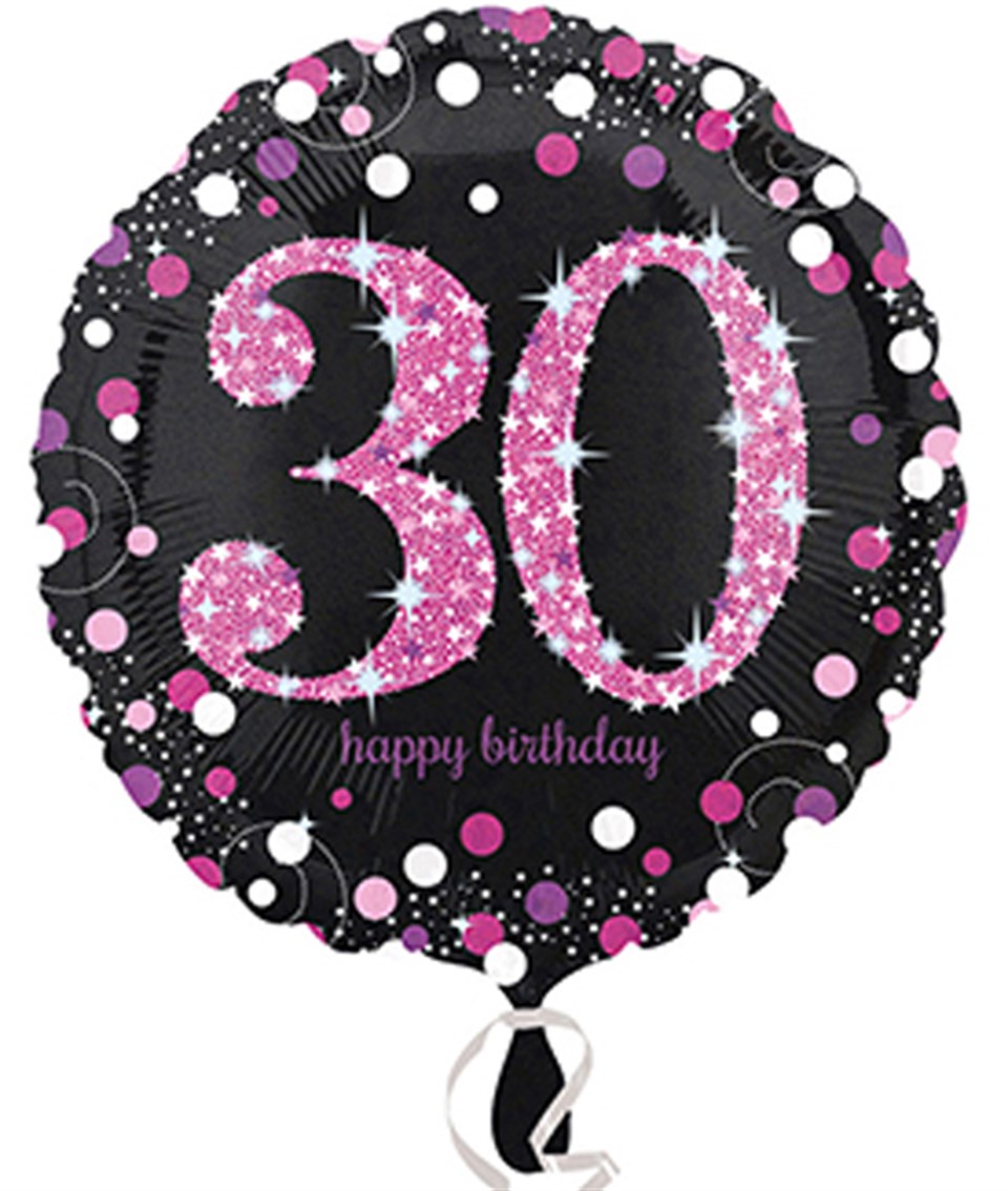 30 Yaş Pırıltılı Pembe, Folyo Balon