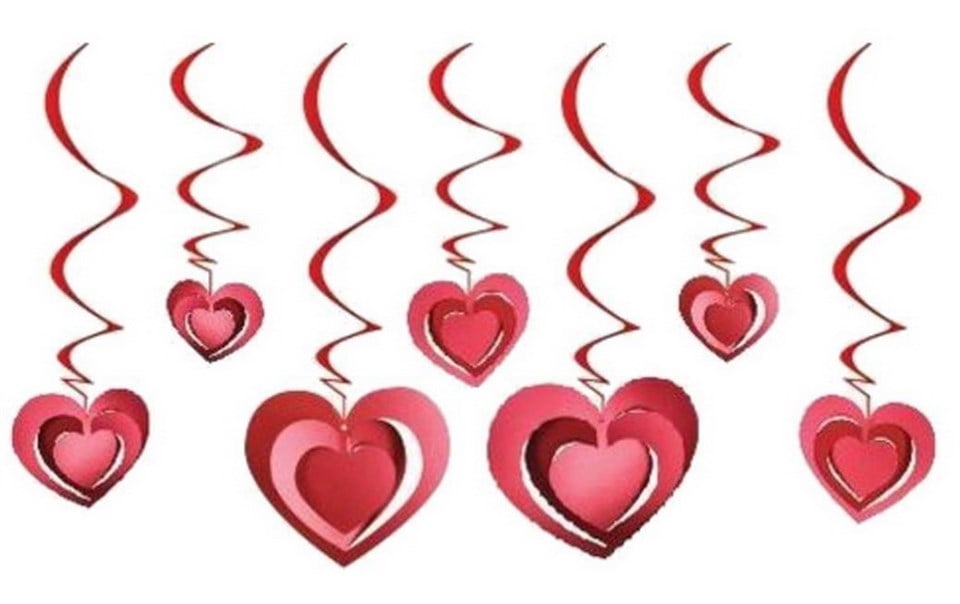 3D Kalpler Asmalı Süs Kırmızı 12li