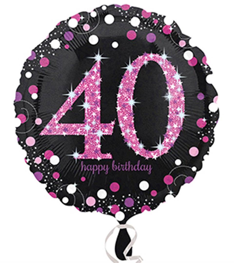40 Yaş Pırıltılı Pembe, Folyo Balon