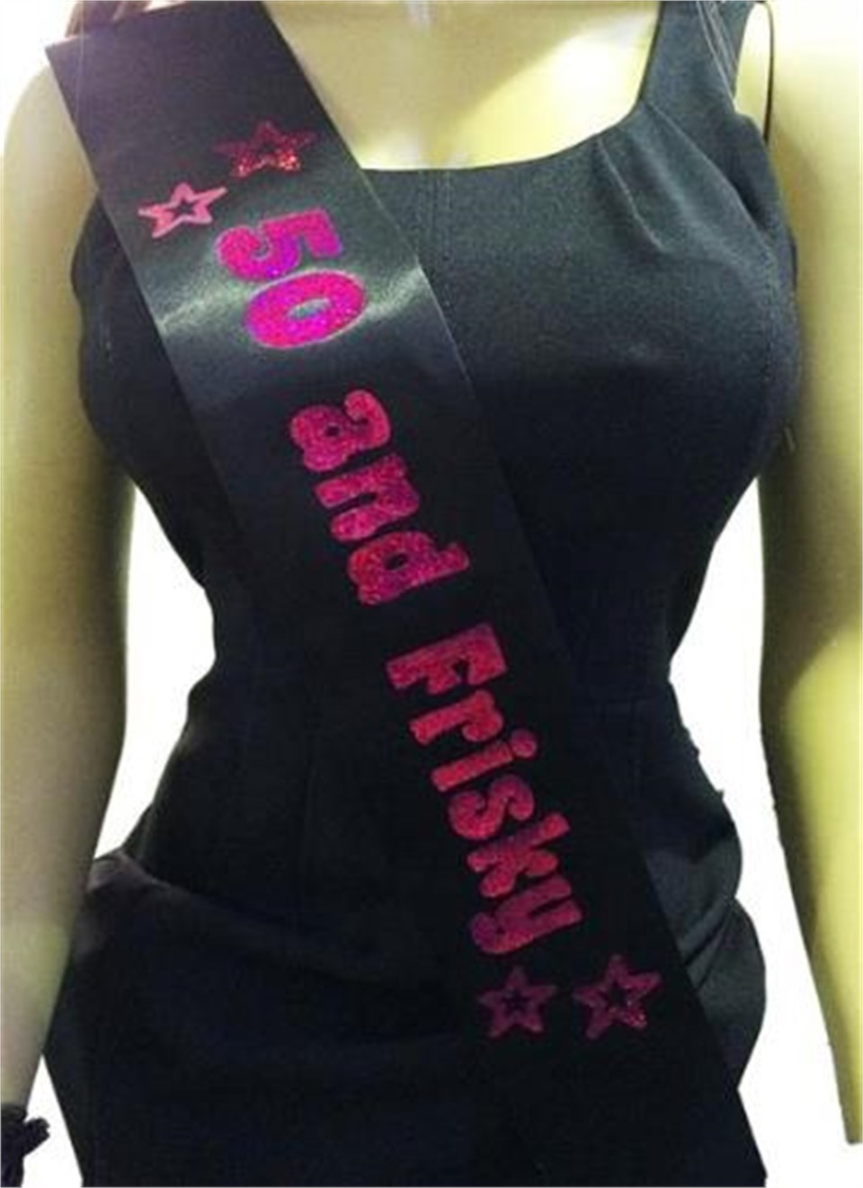 50 Yaş Partisi Saten Vücut Bandı, Pembe/Siyah