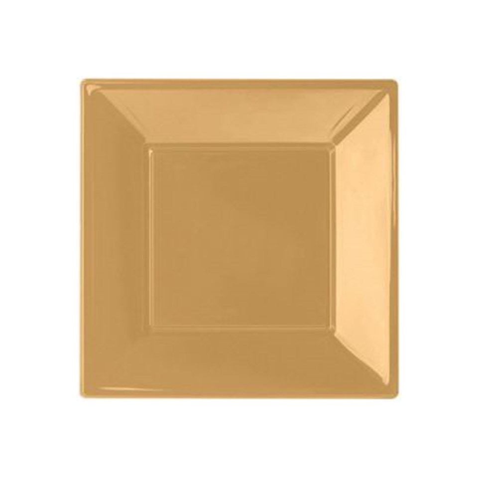 Altın Kare Plastik Büyük Tabak 8li