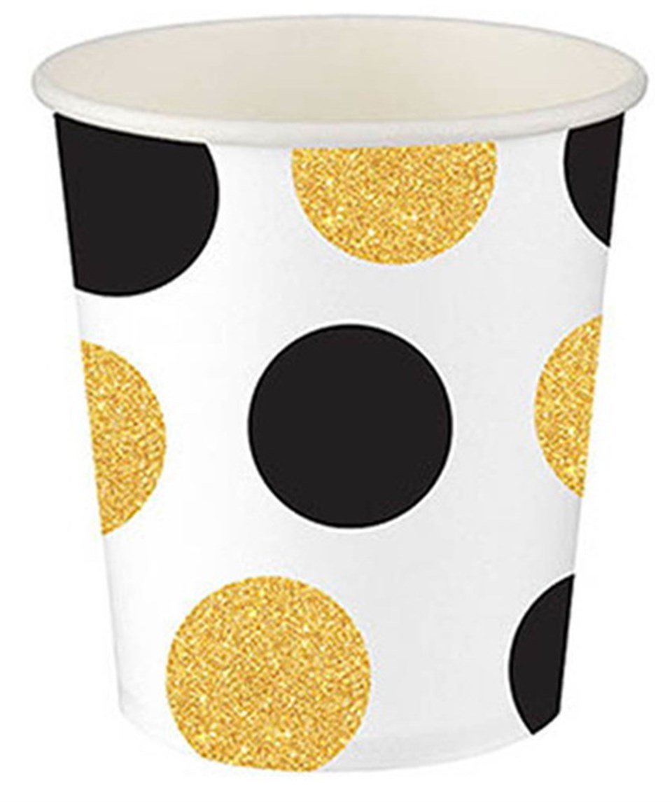 Altın Siyah Puantiyeli Karton Bardak