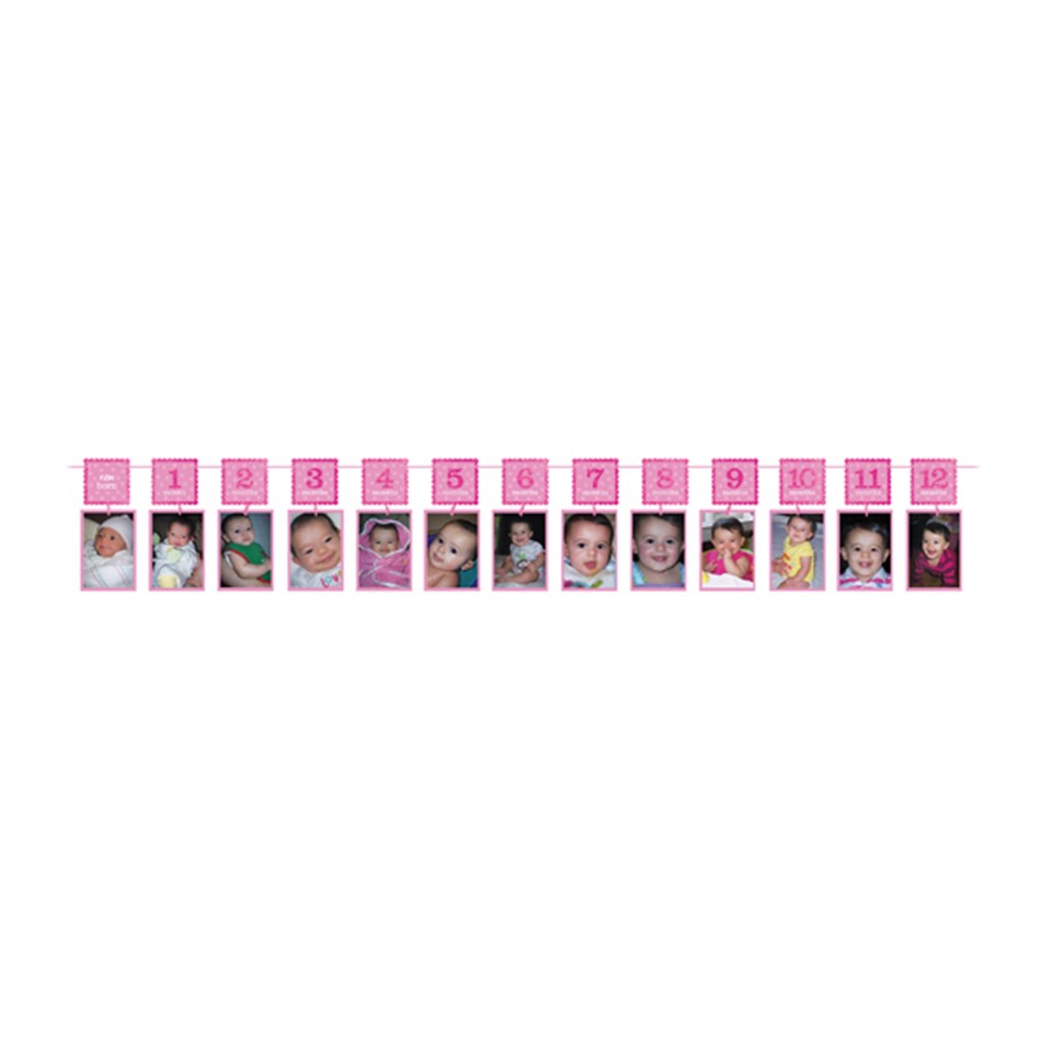 Bebeğin 12 Ayı, Fotoğraf Çerçeveli Garlent Pembe