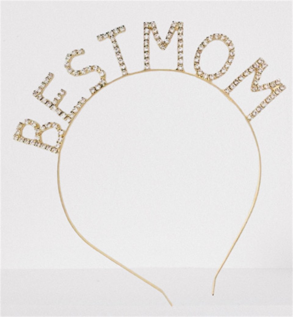 Best Mom Kristal Taşlı Gold Metal Taç