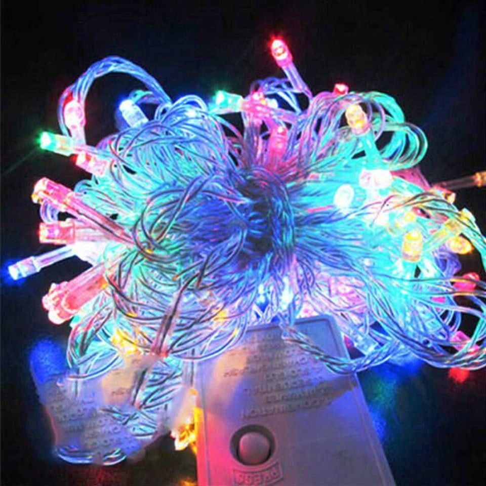 Beyaz Kablolu 100 Ampüllü Led Işık Karışık Renkli 10 Metre