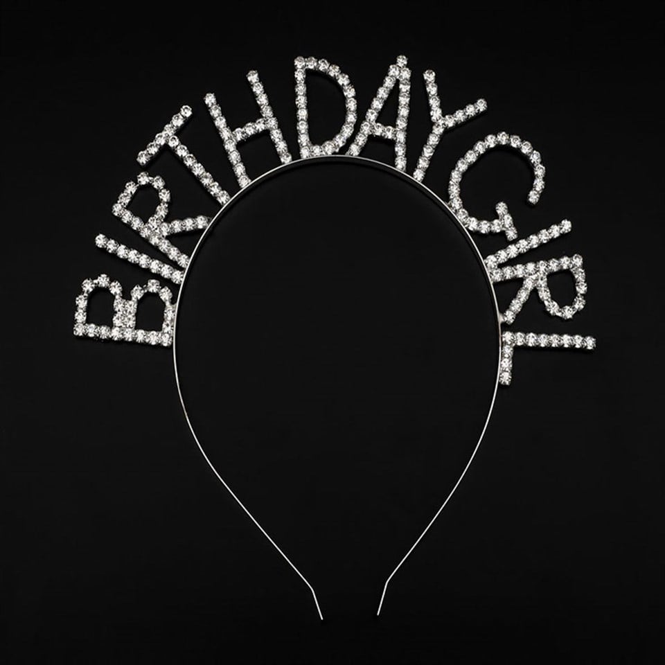 Birthday Girl Kristal Taşlı Gümüş Metal Taç