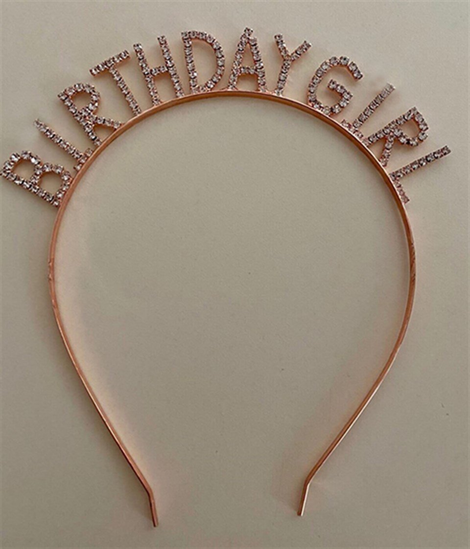 Birthday Girl Kristal Taşlı Rose Gold Metal Taç
