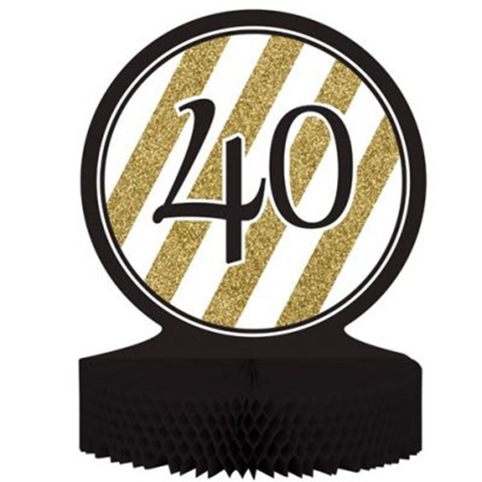Black & Gold 40 Yaş Masa Orta Süsü
