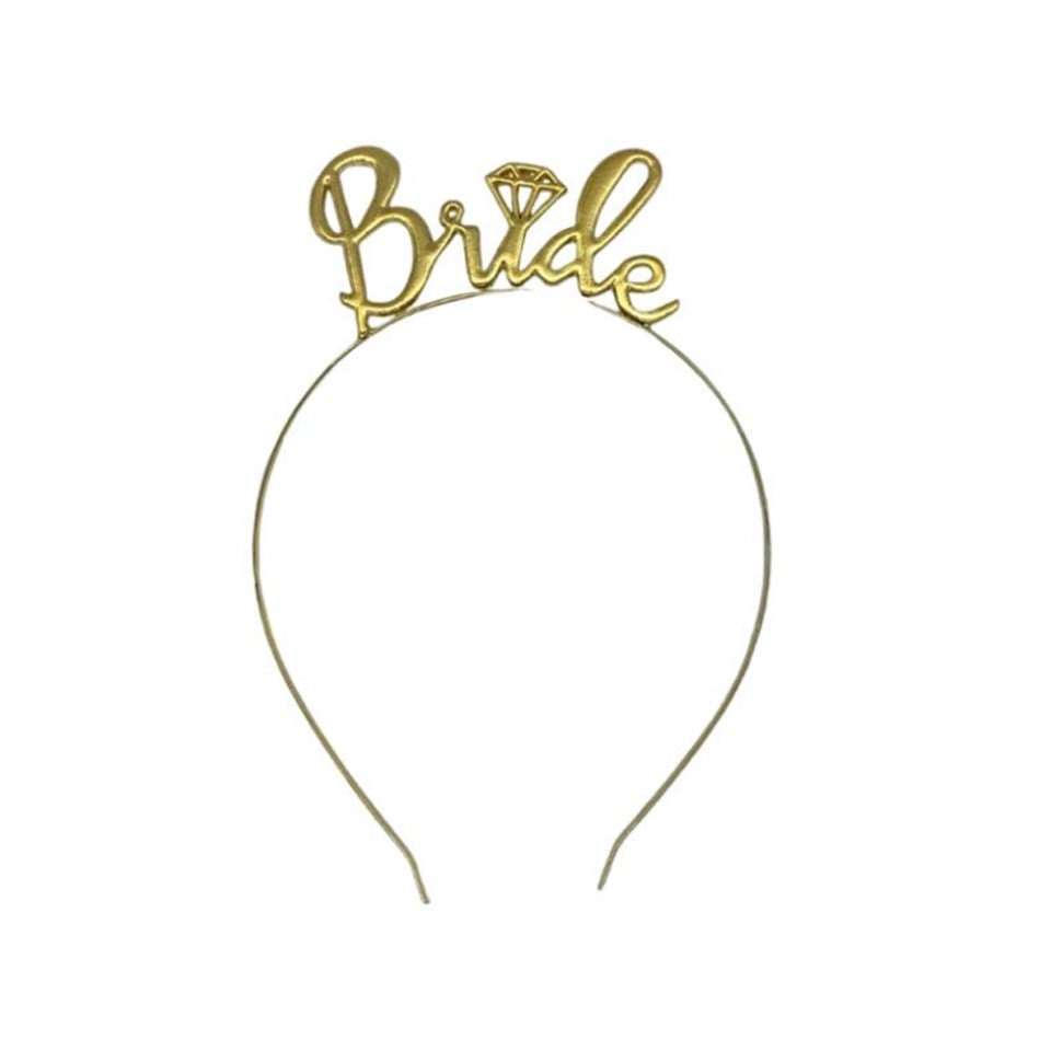 Bride Tek Taş Gold Renk Metal Bekarlığa Veda Partisi Taç