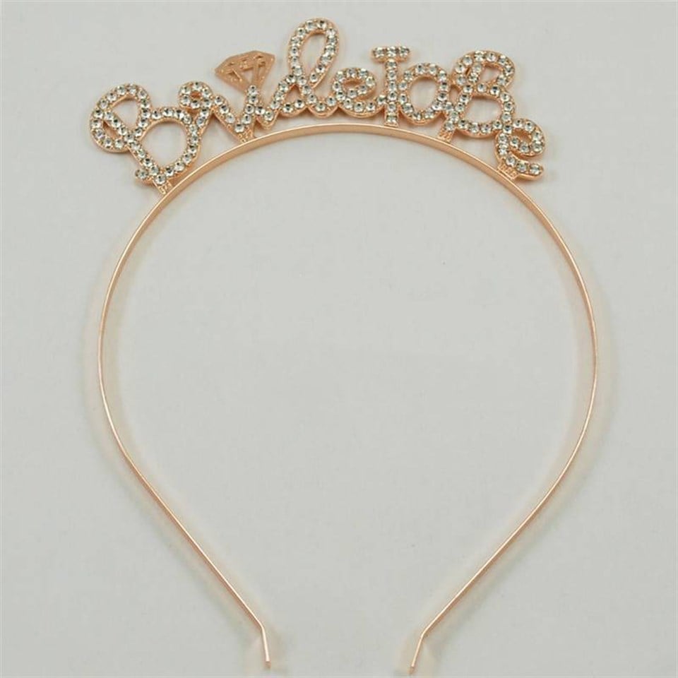 Bride To Be Parlak Taşlı Rose Gold Metal Bekarlığa Veda Partisi Taç