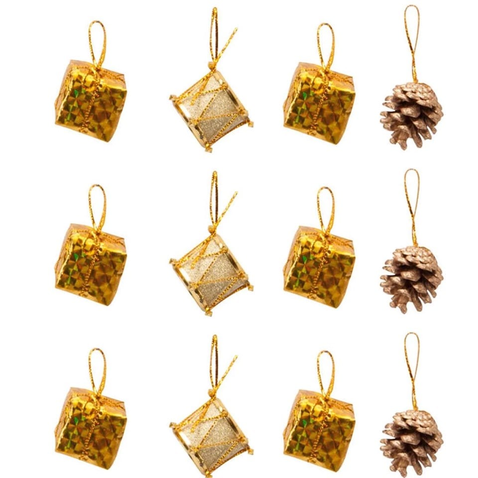 Çam Ağacı Süsü Kırmızı Karışık Paket 12li 2cm