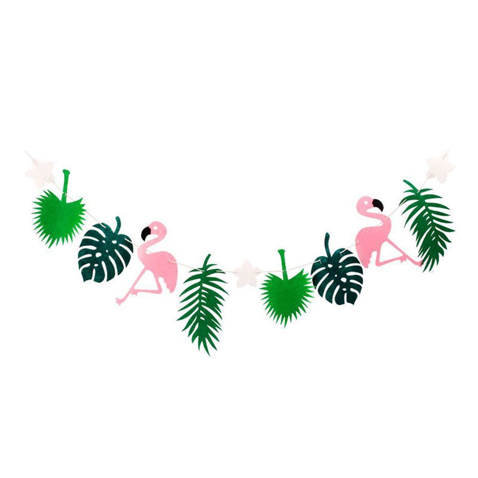 Flamingolar ve Yapraklar İp Süs
