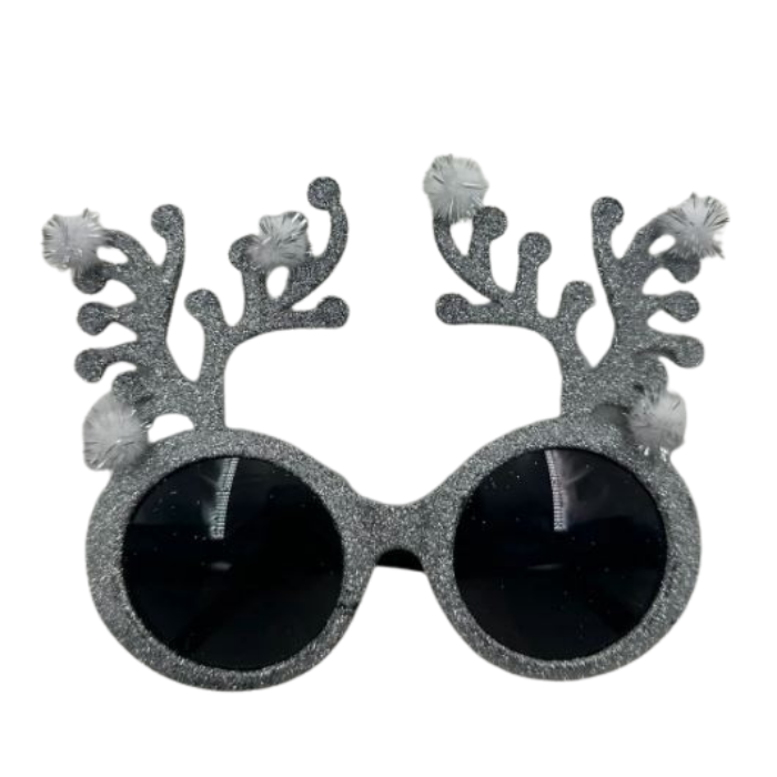 Gümüş Geyik Boynuzlu Yılbaşı Gözlük