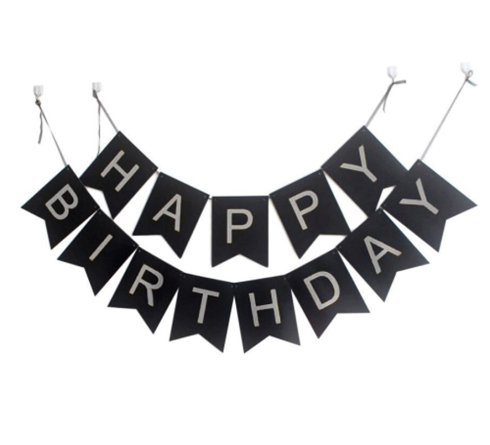 Gümüş Happy Birthday Banner