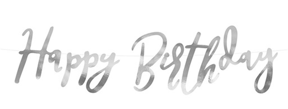 Gümüş Metalize, Happy Birthday Banner