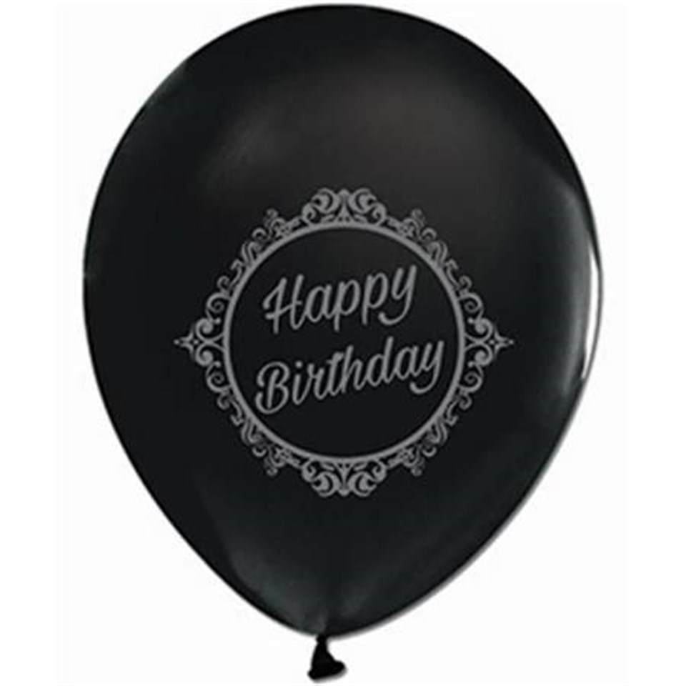 Gümüş Renkte HB Baskılı Siyah Balon