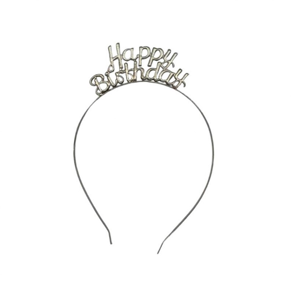 Happy Birthday Gümüş Renk Metal Taç