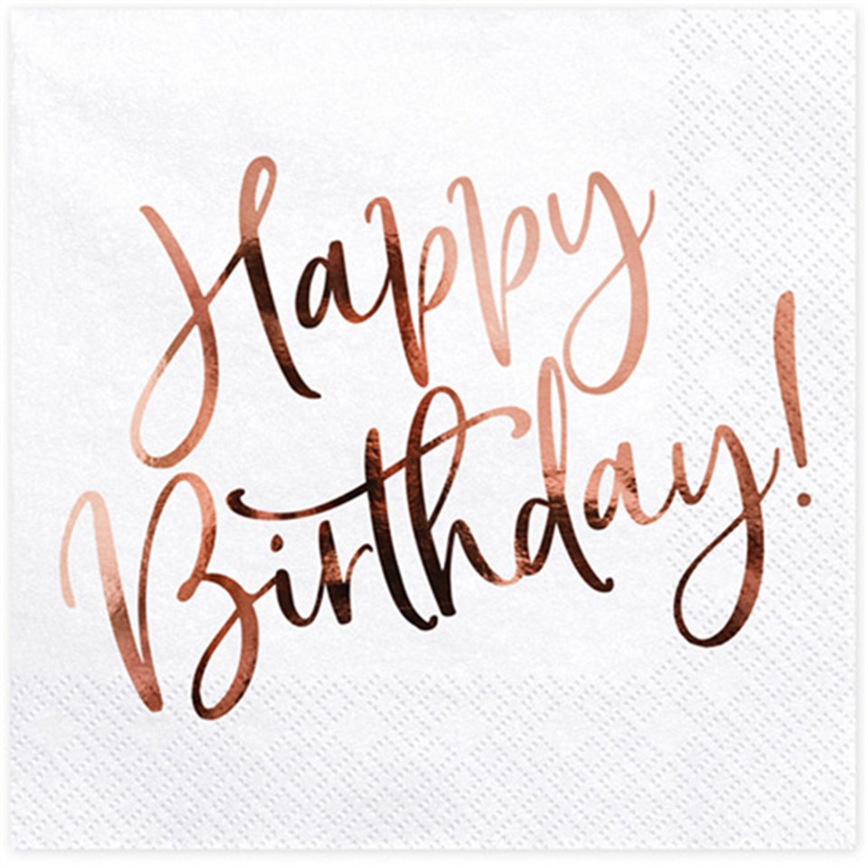 Happy Birthday RoseGold Peçete 20li