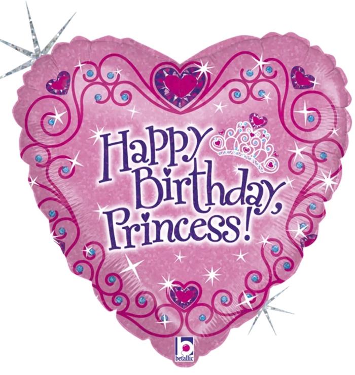 Holografik Pembe Kalp Prenses, Folyo Balon