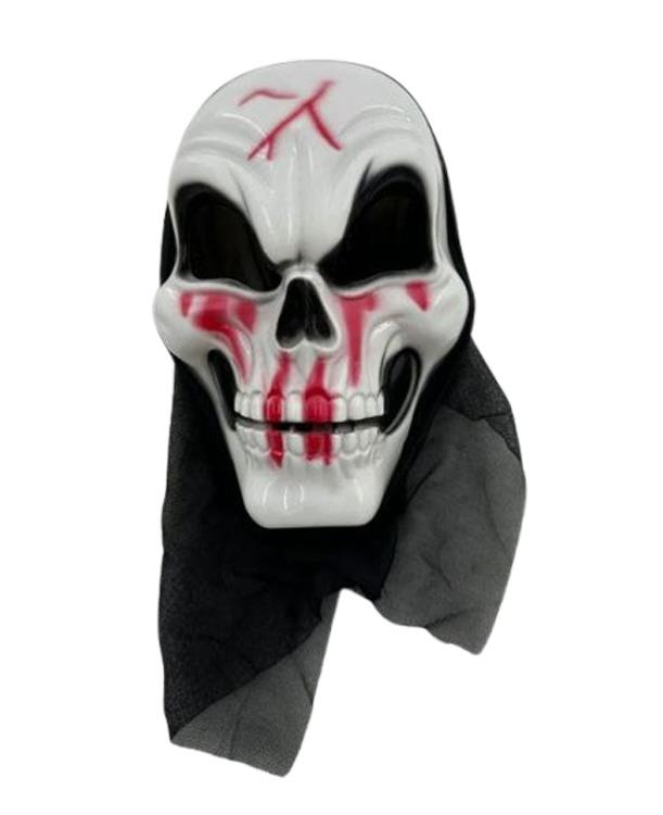 Kanlı Kapüşonlu Kurukafa  Maske Plastik