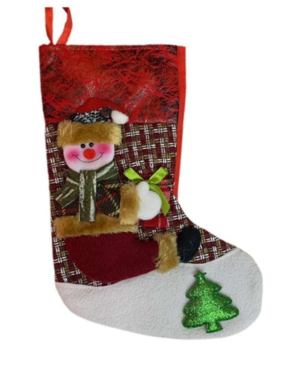 Kardan Adam Kırmızı Noel Çorabı 15x30cm