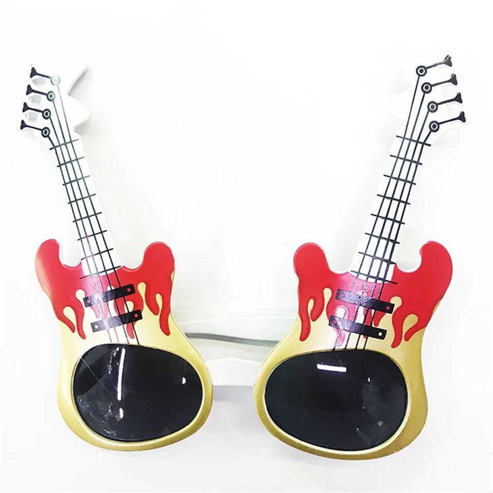 Kırmızı Alev Desenli Gitar Parti Gözlük