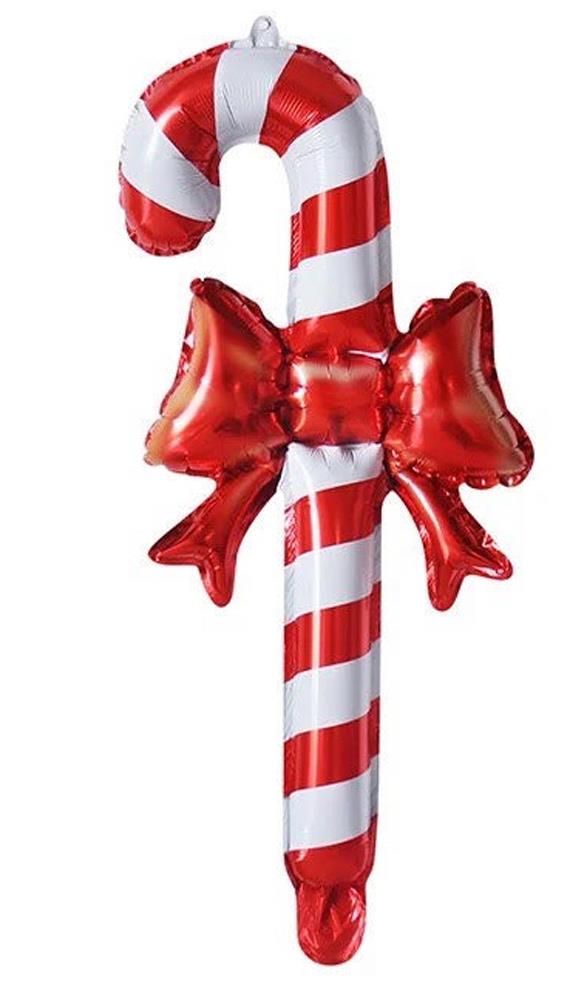 Kırmızı Fiyonklu Baston Folyo Balon