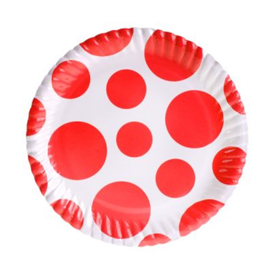 Kırmızı Puantiyeli Tabak 