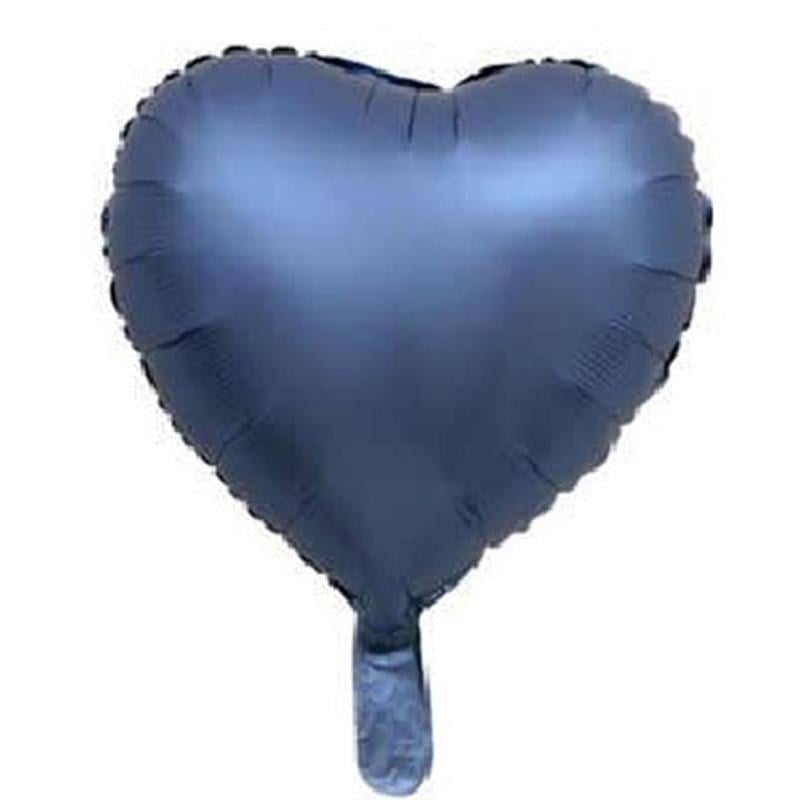Mavi Saten Kalp Balon 18