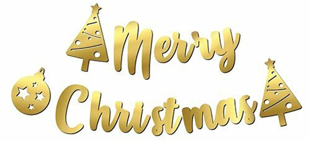 Merry Chrismas Banner Gold