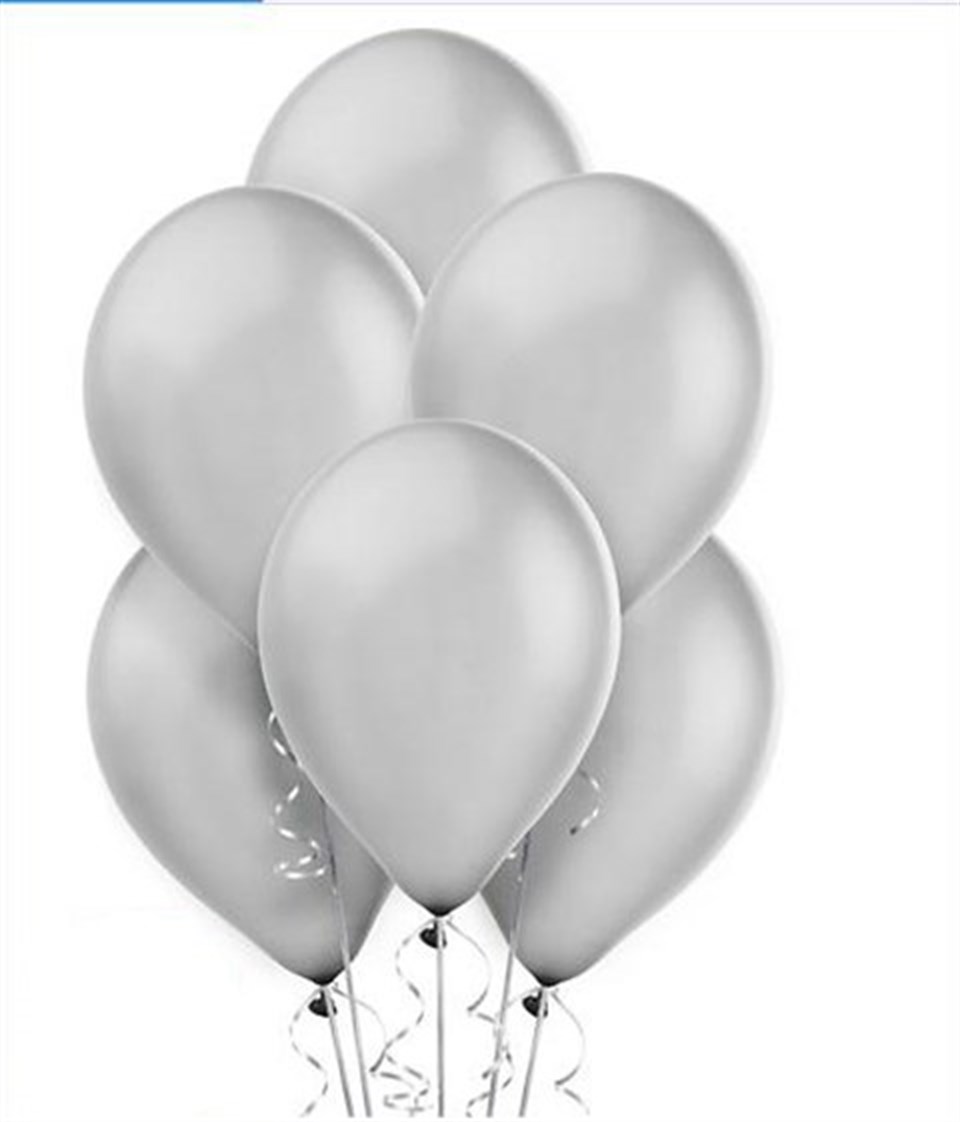 Metalik Gümüş Balon, 8li Paket