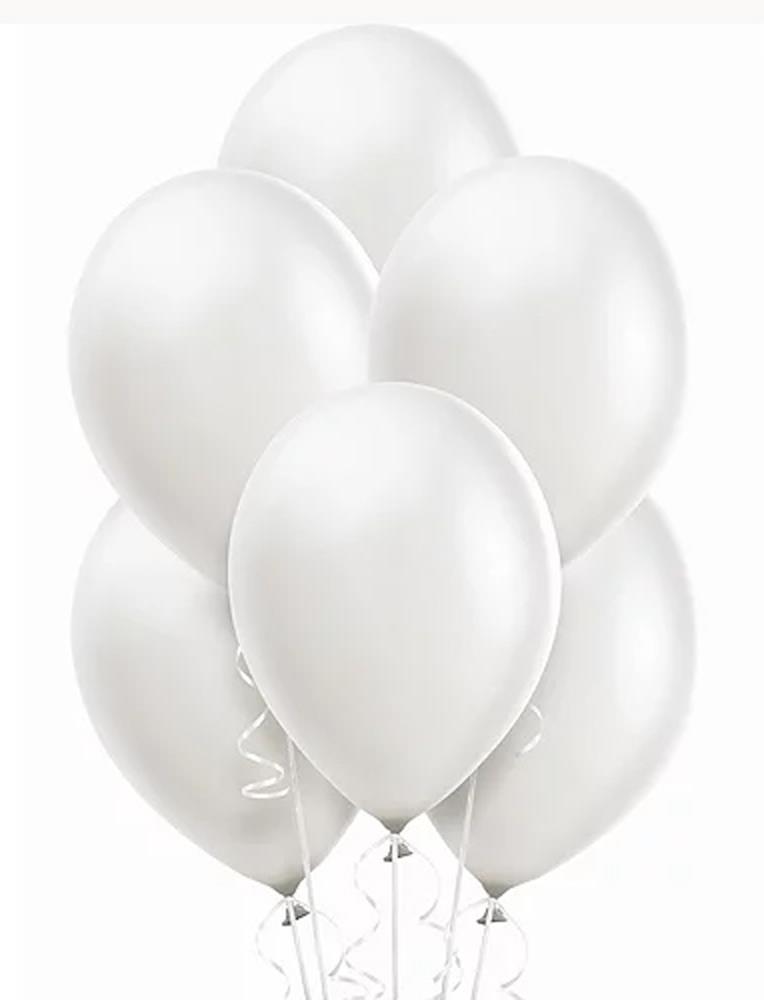 Metalik İnci Beyazı Balon, 8li Paket