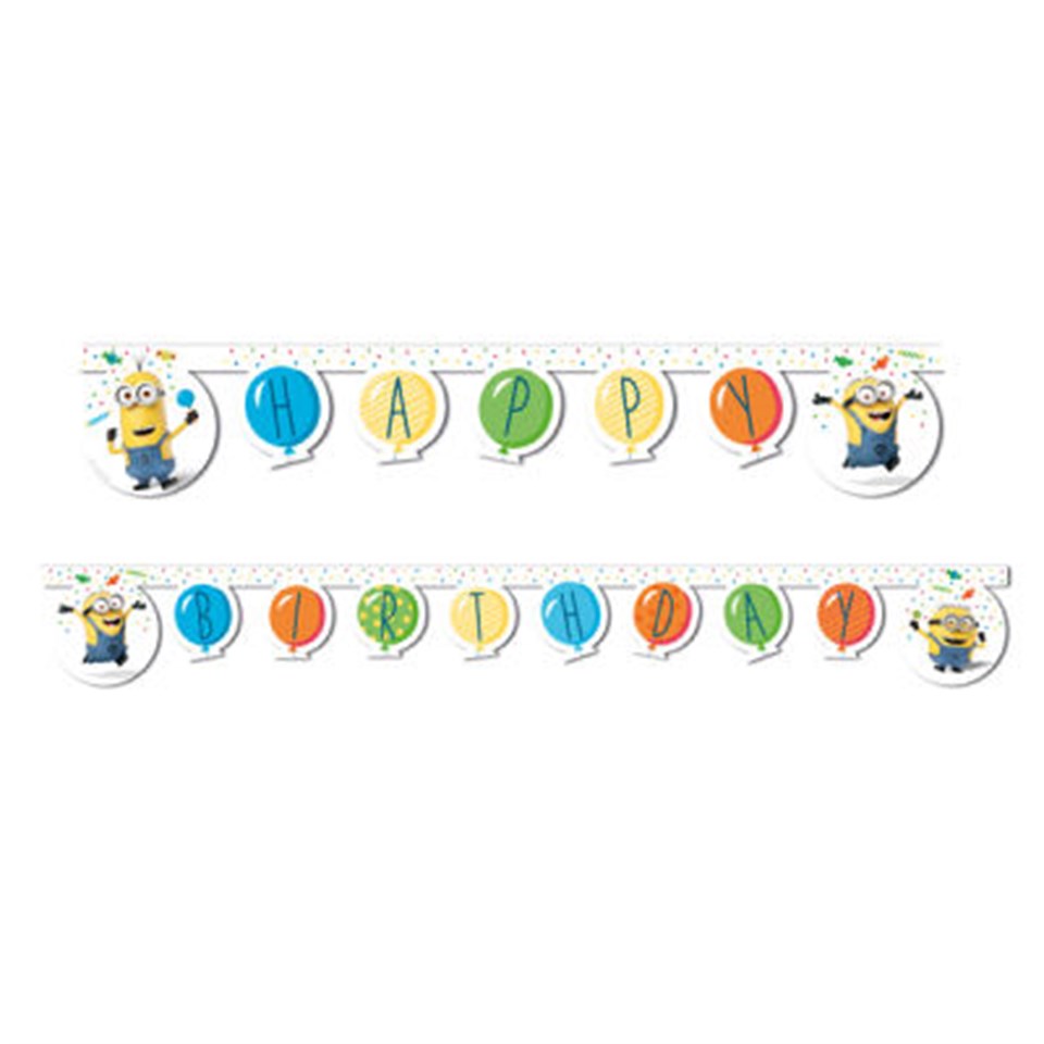 Minions Balon Partisi, Happy Birthday Banner