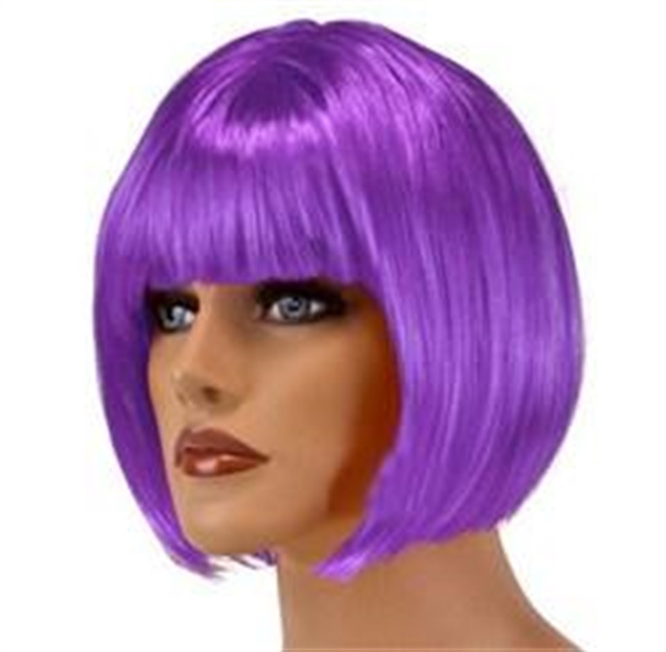 Mor Kısa Parti Peruğu