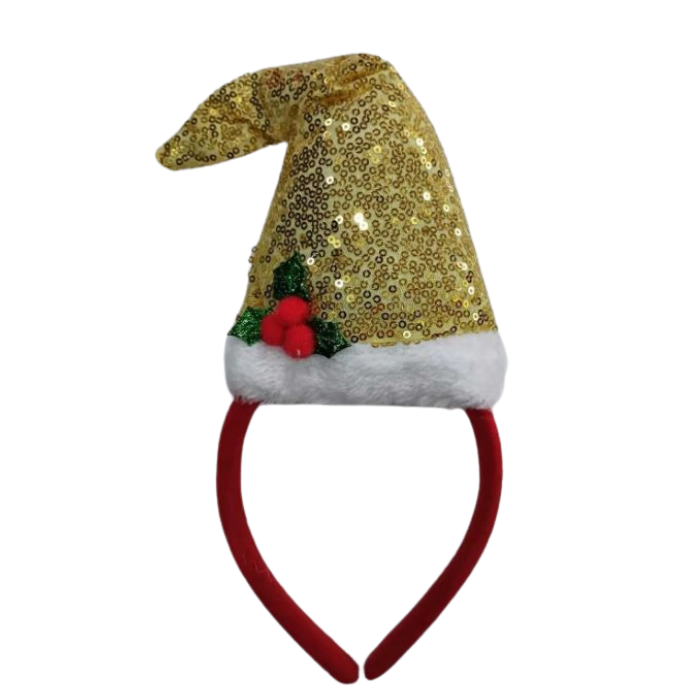 Noel Baba Şapkalı Gold Taç