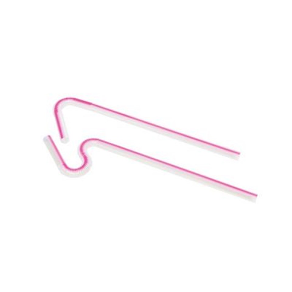 Pembe Beyaz Çizgili Artistik Pipet 50li