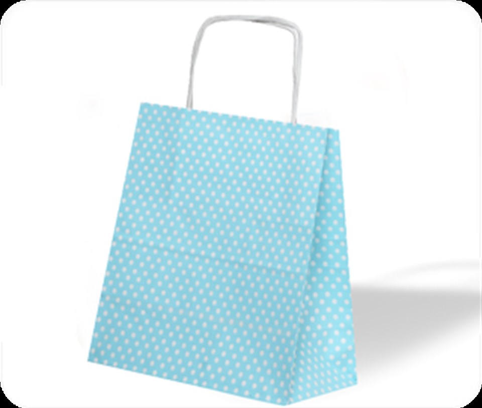 Puantiyeli Mavi Kraft Çanta