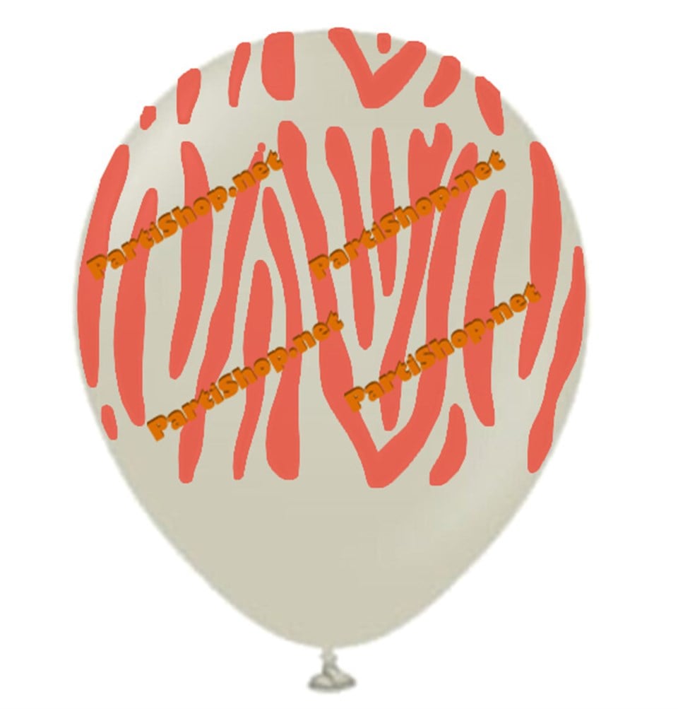 Safari Zebra Mercan Baskılı  Balon Taş Rengi 5li Paket