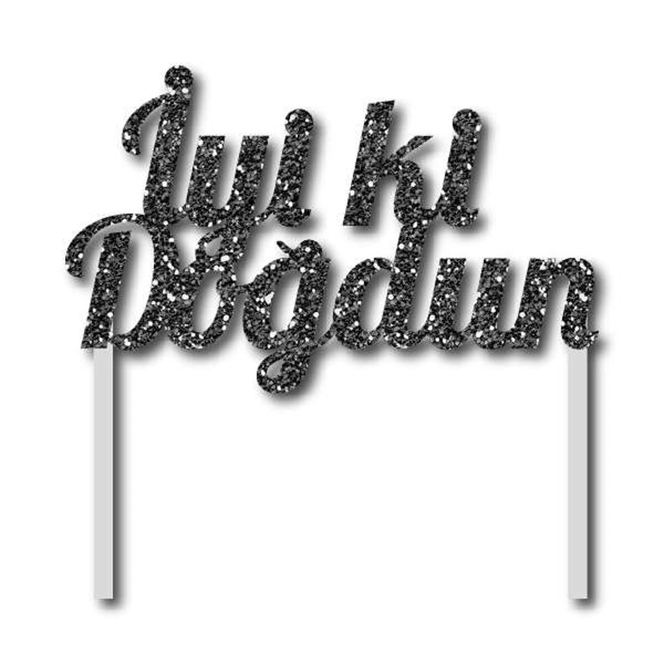 Simli Siyah İyi ki Doğdun Çubuklu Yazı