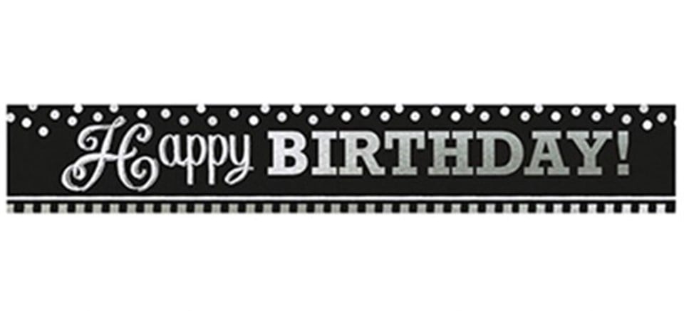 Siyah Gümüş Folyo, Happy Birthday Banner