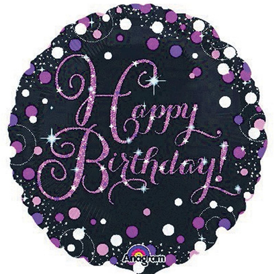 Siyah Pırıltılı Happy Birthday, Folyo Balon
