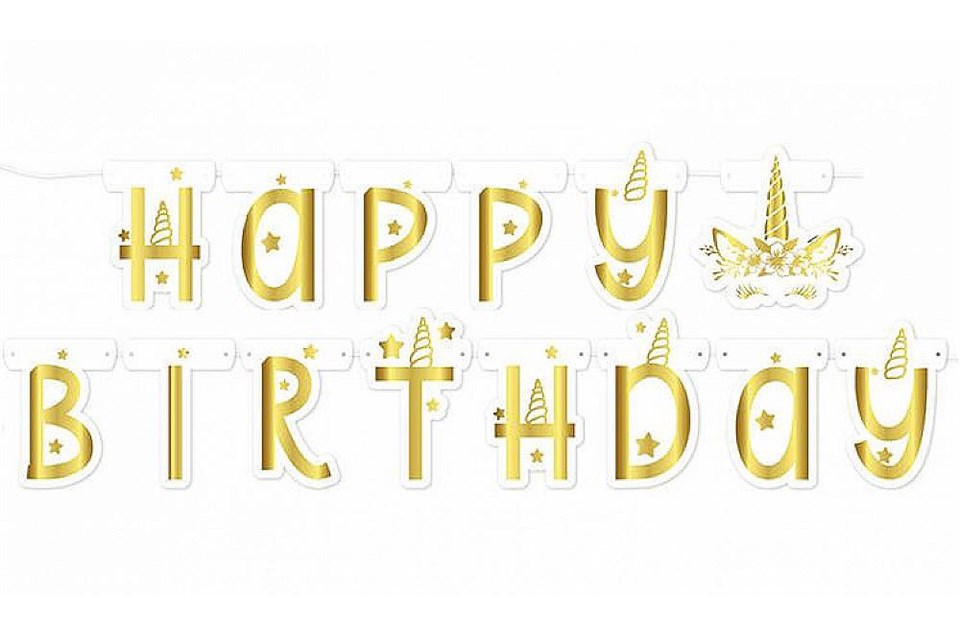 Unicorn Gold, Happy Birthday Banner
