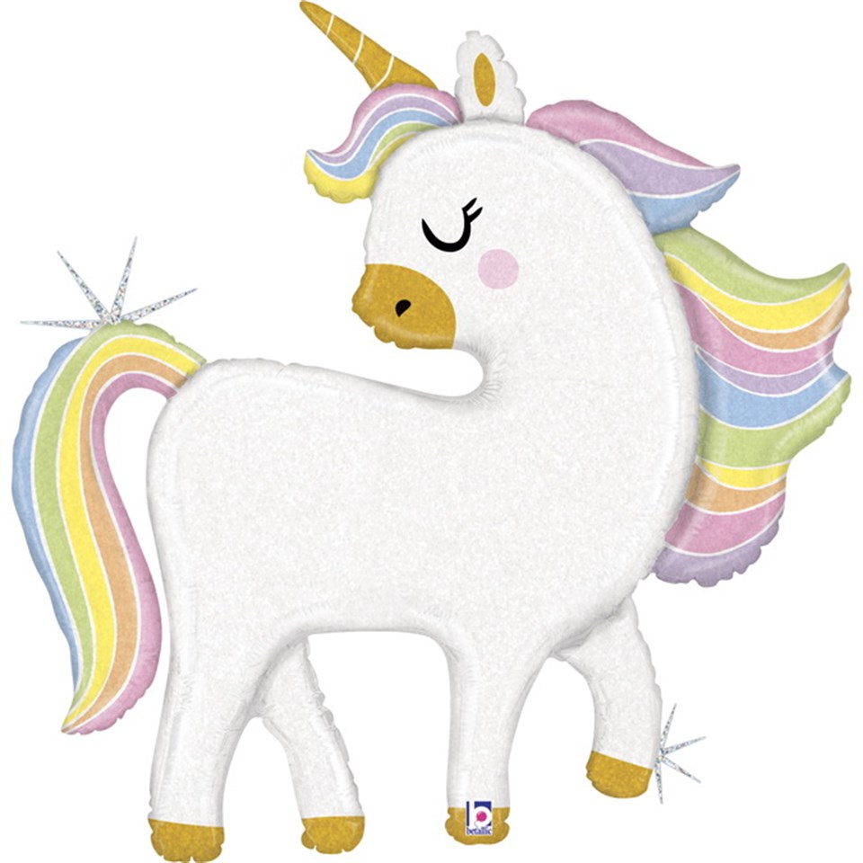 Unicorn Holographic Rainbow Folyo Balon