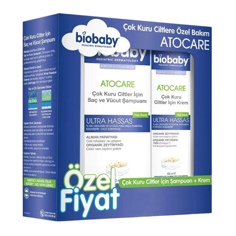 Biobaby Atocare Ultra Sensitive Şampuan 300 Ml ve Krem 100 Ml İkili Set Çok Kuru Ciltler İçin