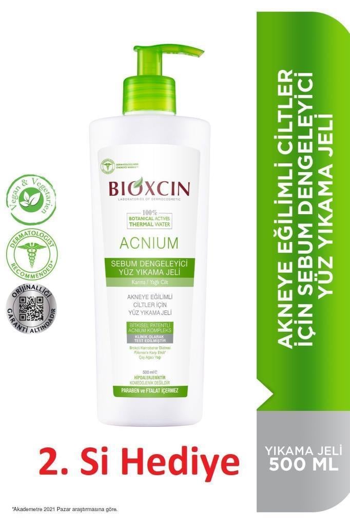 Bioxcin Acnium Sebum Dengeleyici Yüz Yıkama Jeli 500ml 1 Alana 1 Hediye