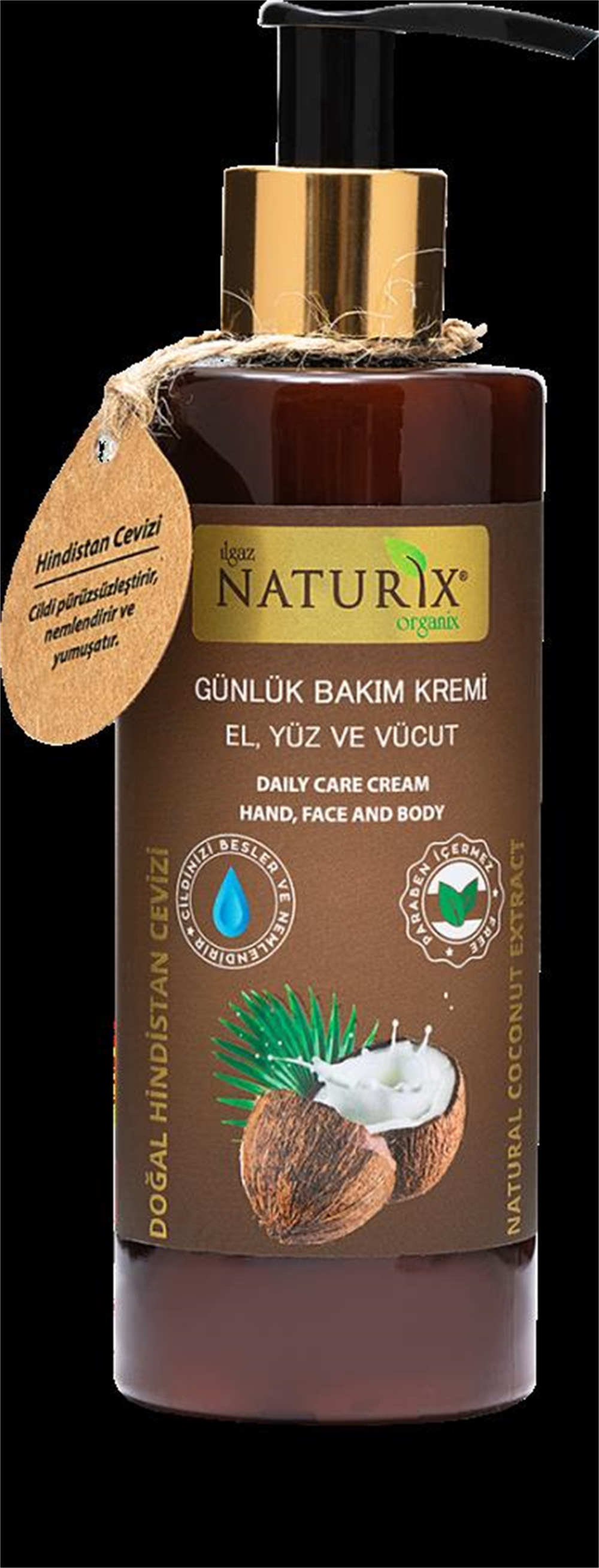 Naturix - Doğal Hindistan Cevizli Günlük Bakım Kremi El, Yüz ve Vücut - 250ml