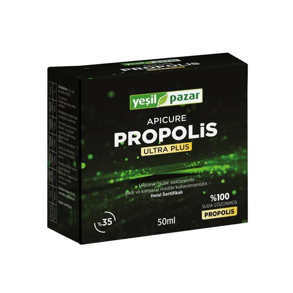 Yeşil Pazar Apicure Propolis %35 Ultra Plus 50 ml Helal Sertifikalı