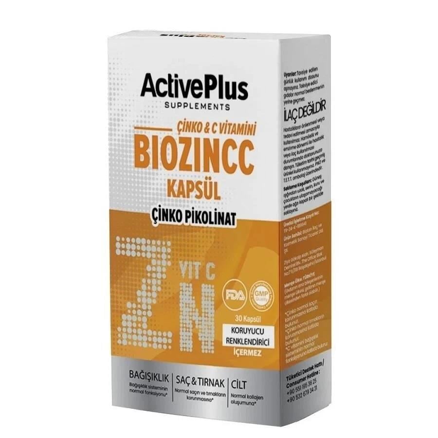 Active Plus Biozincc Çinko C Vitamin 30 Kapsül-Active Plus