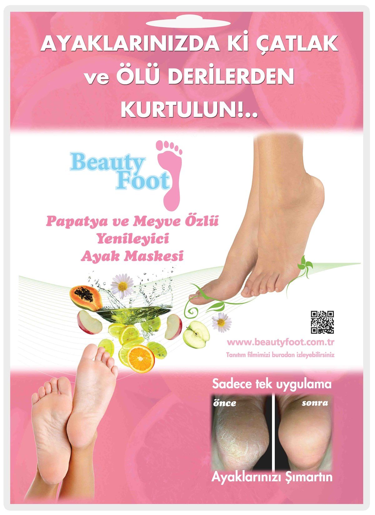 Beauty Foot Papatya Ve Meyve Özlü Yenileyici Ayak Bakım Maskesi